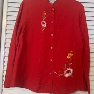 Red Embroidered Blouse Size L